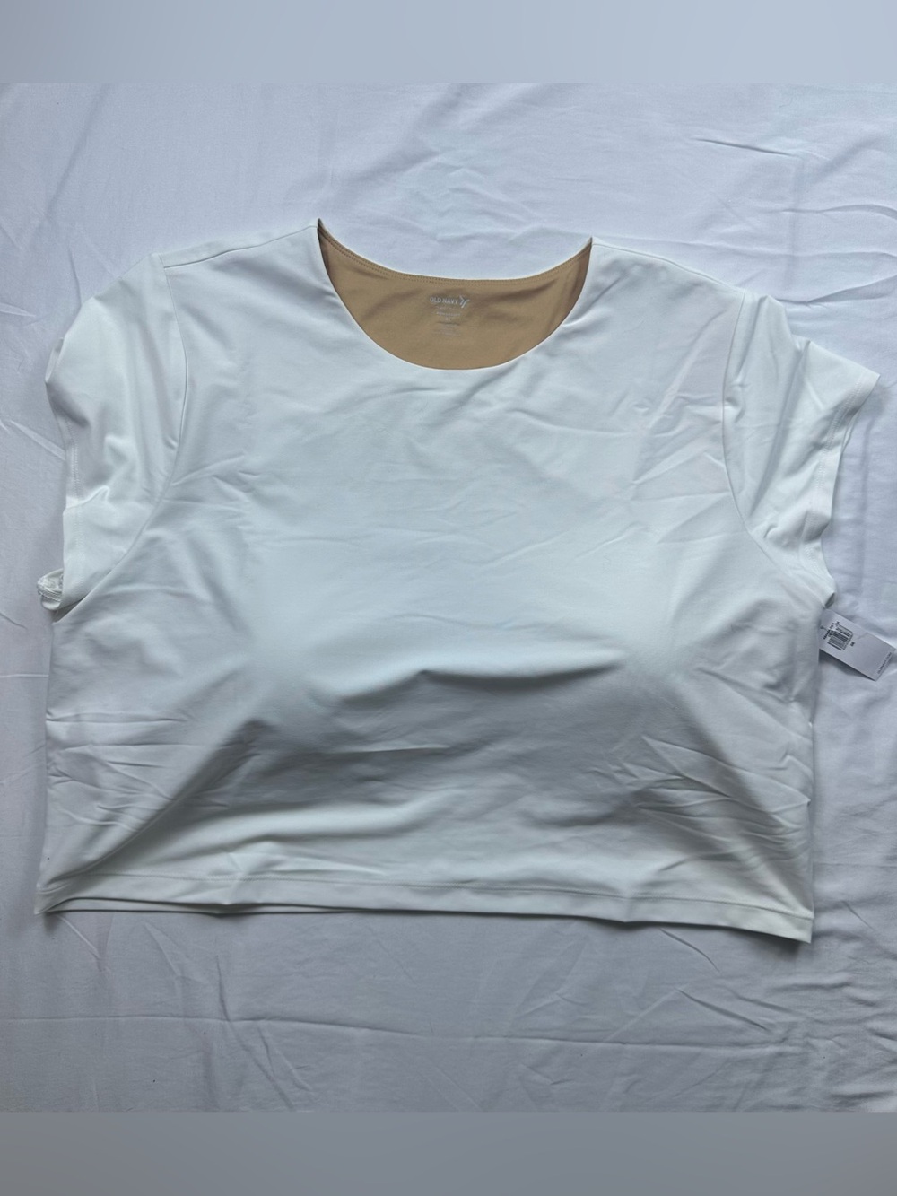 NWT Old Navy Active White/Tan Powersoft Light Support Go-Dry Crop Top Women’s 3X
